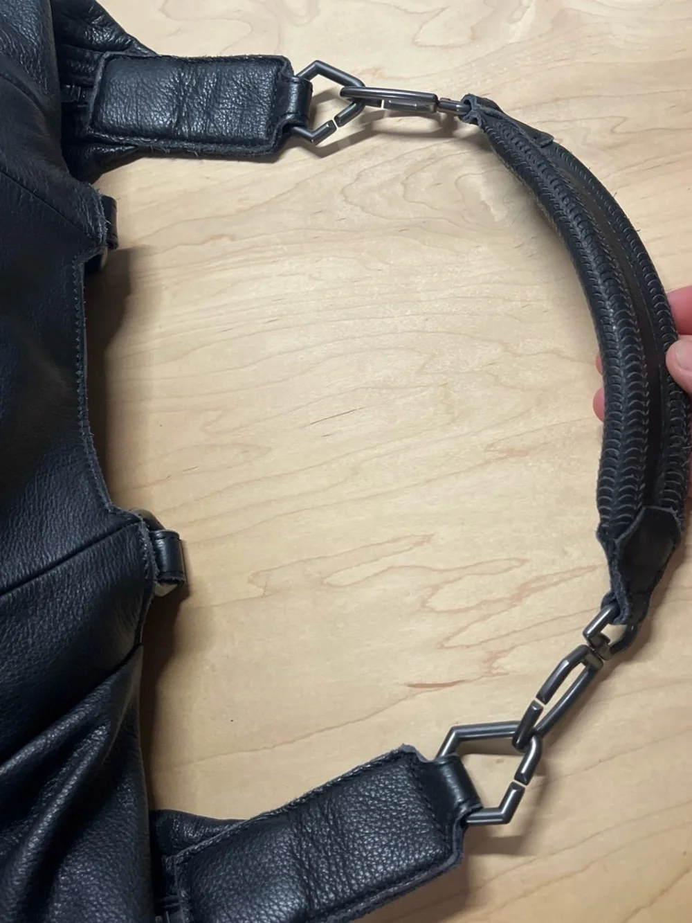 Coach Black Leather Pleated Hobo Shoulder Bag With Silver Hardware & Inner Zip P
